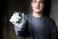 Jakub holding the Picoballoon Probe